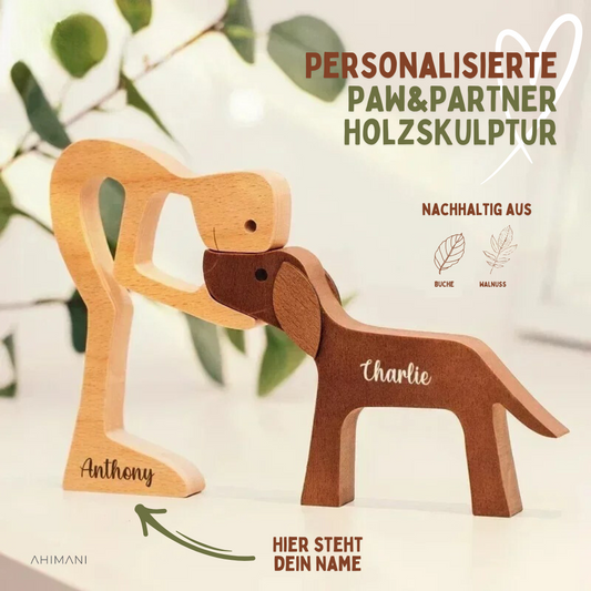 Personalisierte PAW&PARTNER Edelholzskulptur